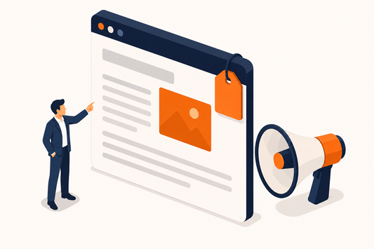 Sponsored Post kaufen – Illustration: gekennzeichneter Beitrag mit Megafon